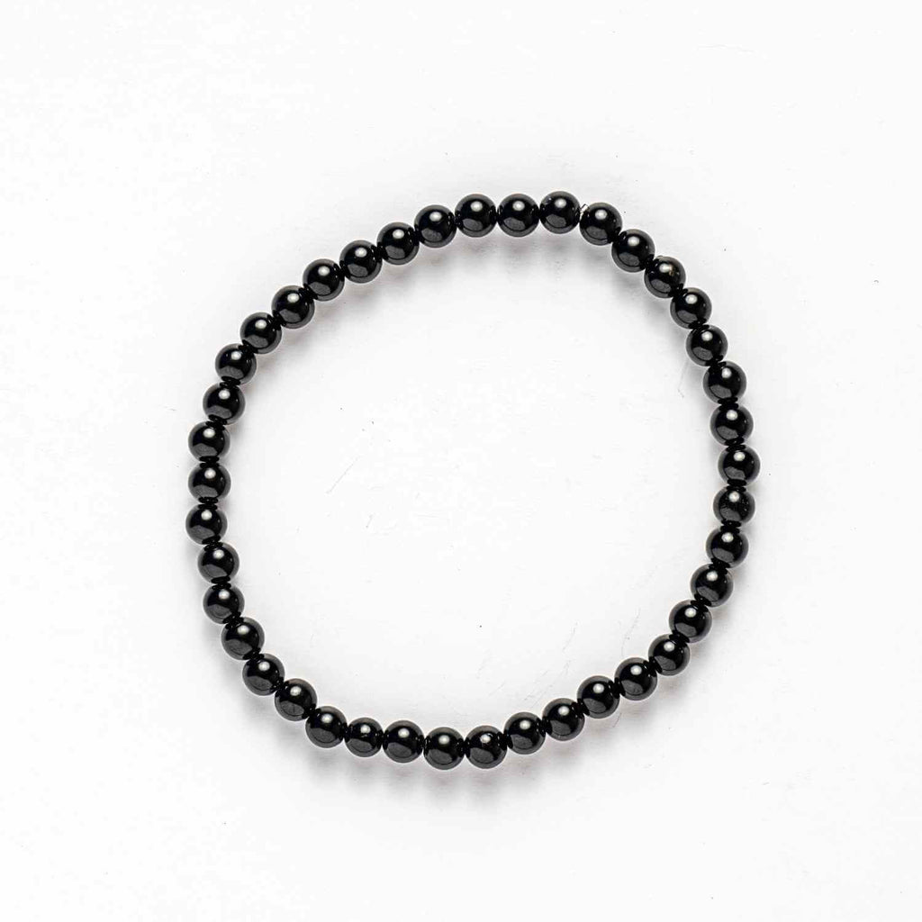 Bratara Elastica cu Margele 4mm din Turmalina Neagra – Protectie Energetica si impamantare