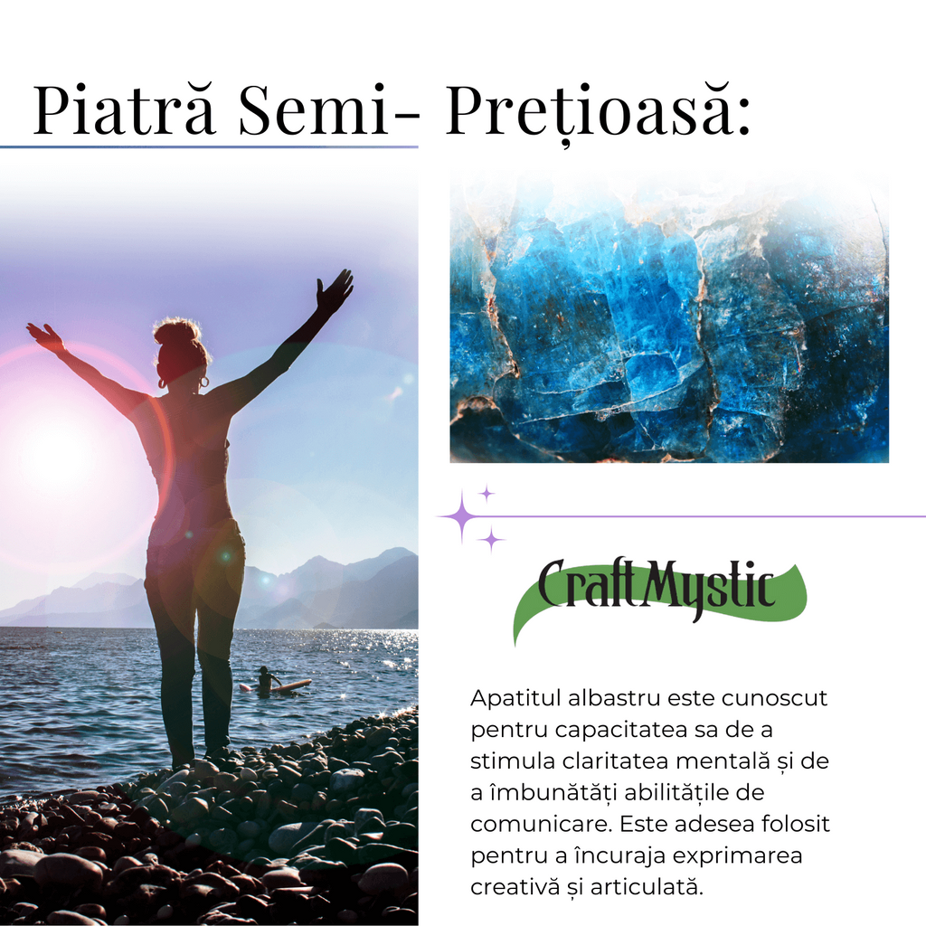 Bratara Elastica cu Margele Naturale de 6mm din Apatit Albastru