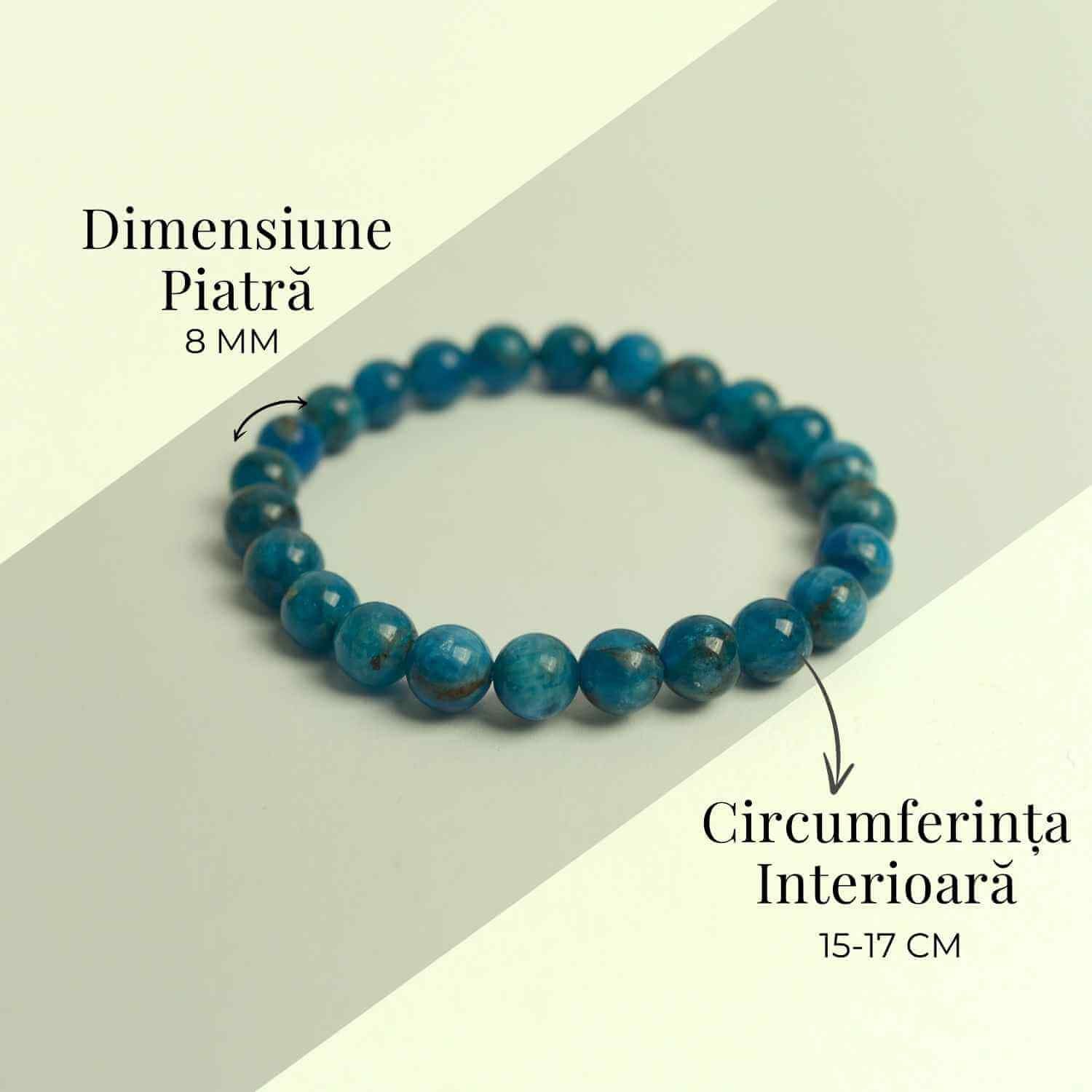 Bratara elastica 8mm din Apatit Albastru – Creativitate si claritate mentala
