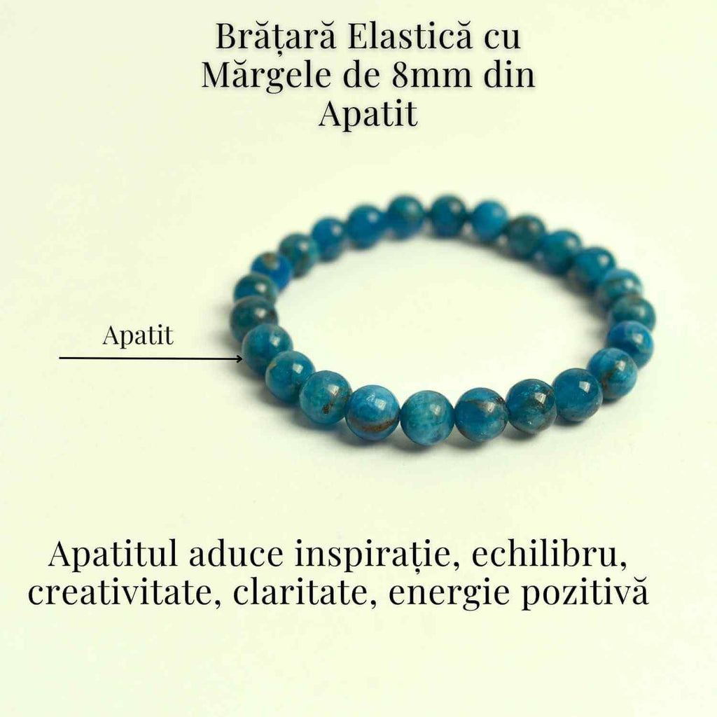 Bratara elastica 8mm din Apatit Albastru – Creativitate si claritate mentala