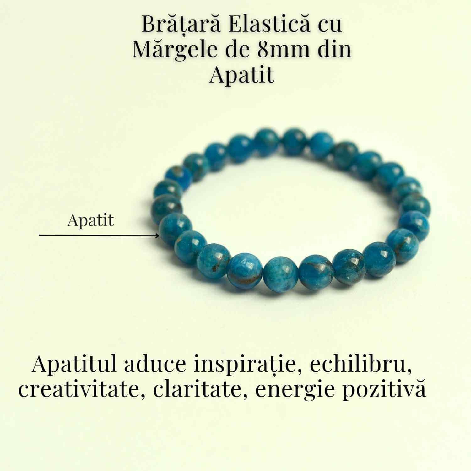 Bratara elastica 8mm din Apatit Albastru – Creativitate si claritate mentala