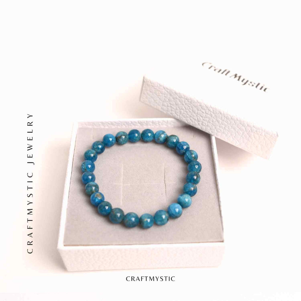 Bratara elastica 8mm din Apatit Albastru – Creativitate si claritate mentala
