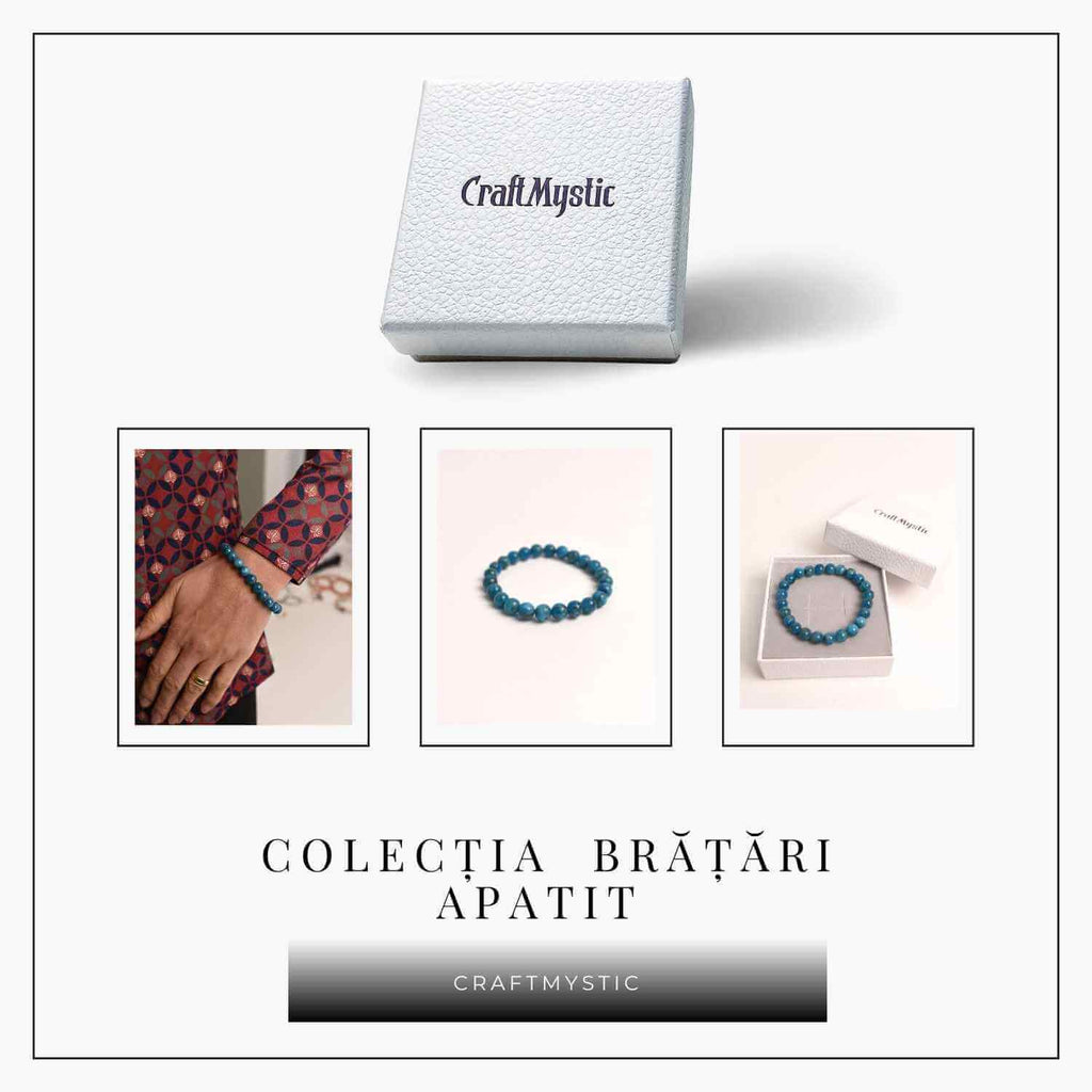 Bratara elastica 8mm din Apatit Albastru – Creativitate si claritate mentala