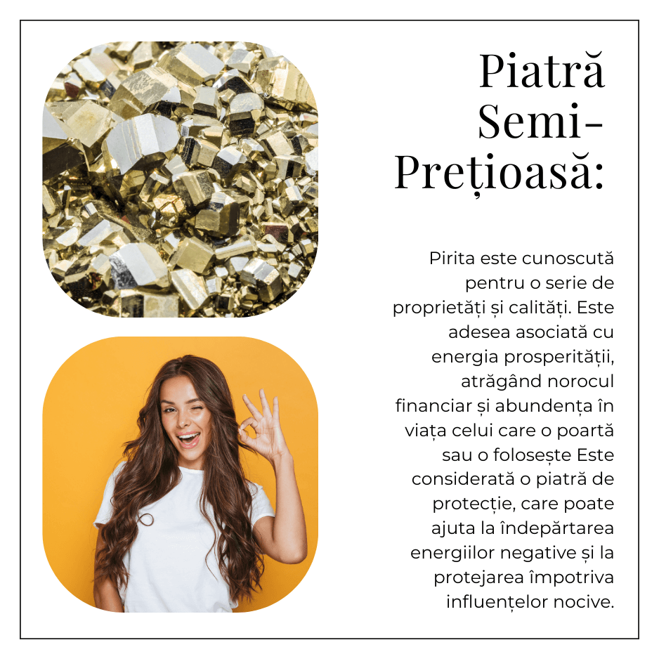 Bratara Elastica cu Margele Naturale de Pirita 6mm pentru Prosperitate si Protectie