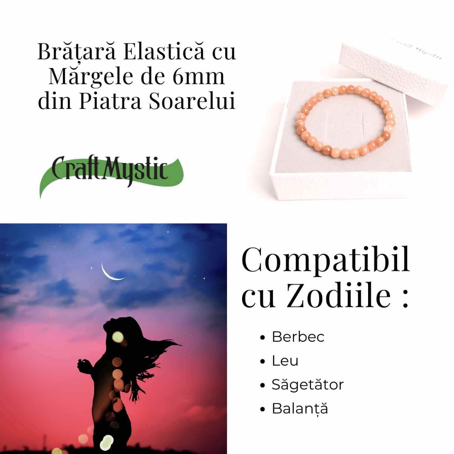 Bratara elastica cu piatra soarelui 6mm – Energie si optimism
