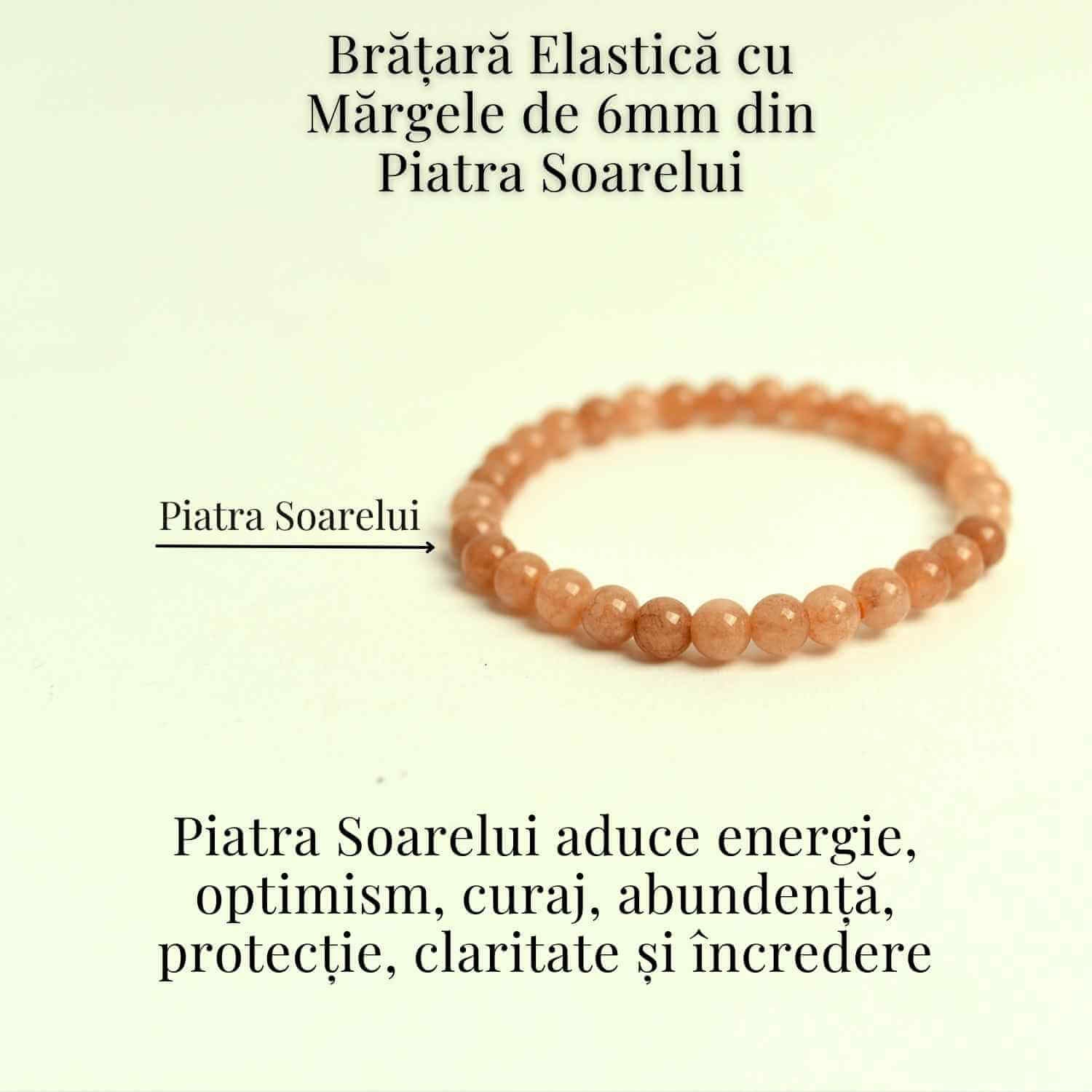 Bratara elastica cu piatra soarelui 6mm – Energie si optimism