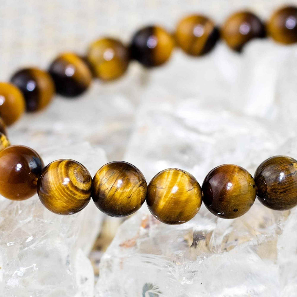 Bratara elastica cu pietre semipretioase ochi de tigru de 8 mm – bratara pentru meditatie