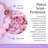 Bratara Elastica cu Margele din Cuart Roz de 8 mm, Pandantiv Albastru si Cosulet