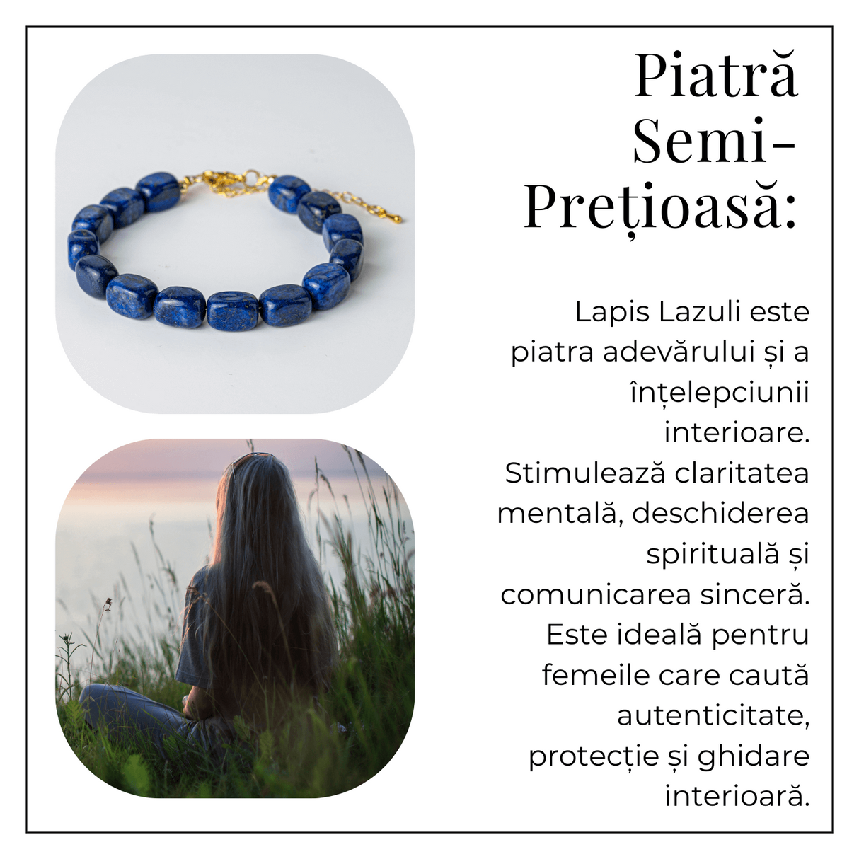 Claritate si Intelepciune – Bratara cu Lapis Lazuli Natural