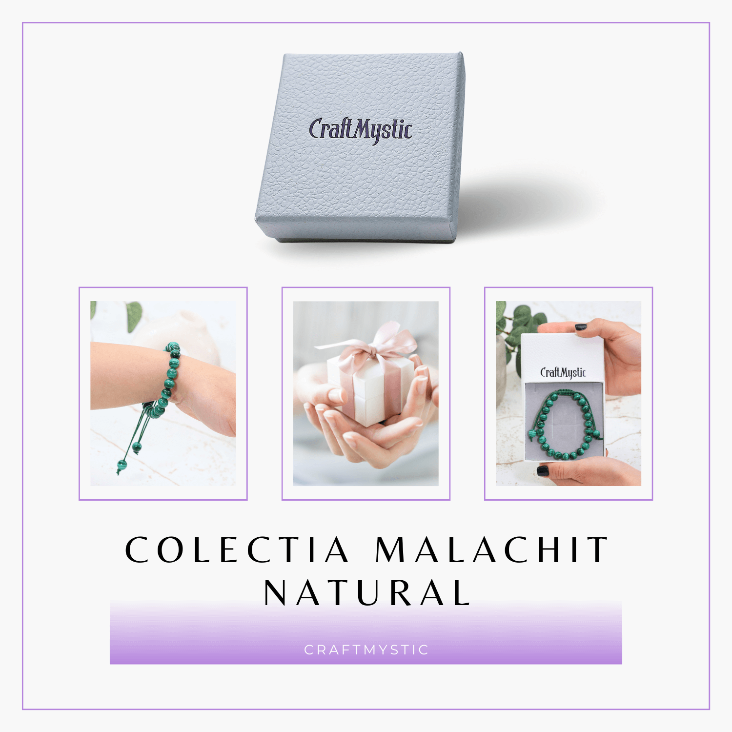Bratara Reglabila cu Malachit Natural de 8mm