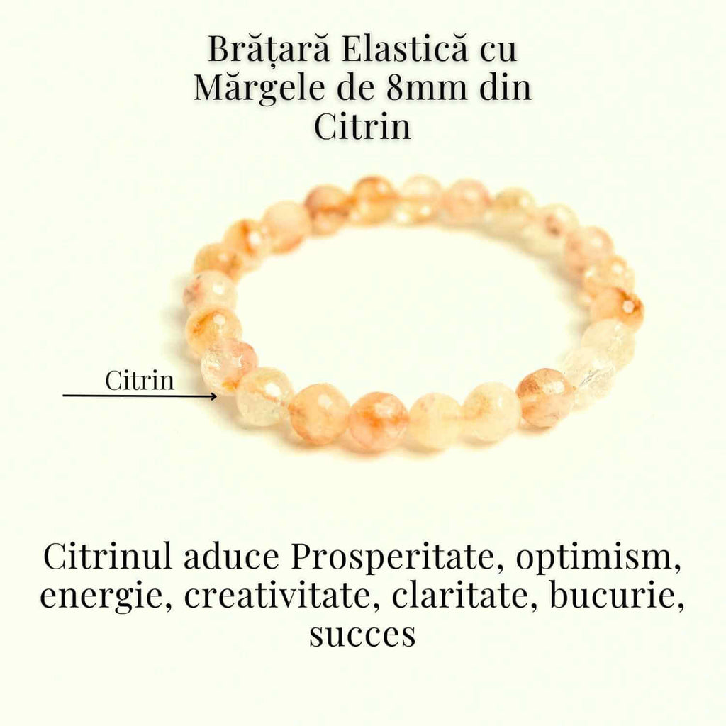 Bratara Elastica Radianta cu Citrin Fatetat 8mm – Energie si Prosperitate