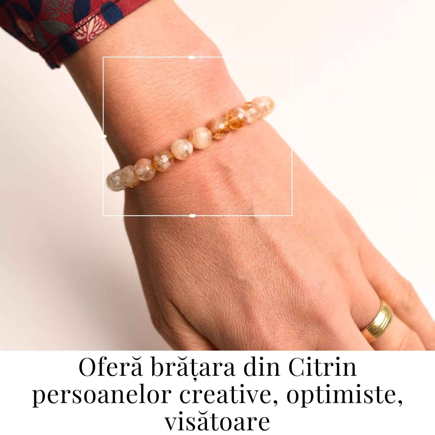 Bratara Elastica Radianta cu Citrin Fatetat 8mm – Energie si Prosperitate