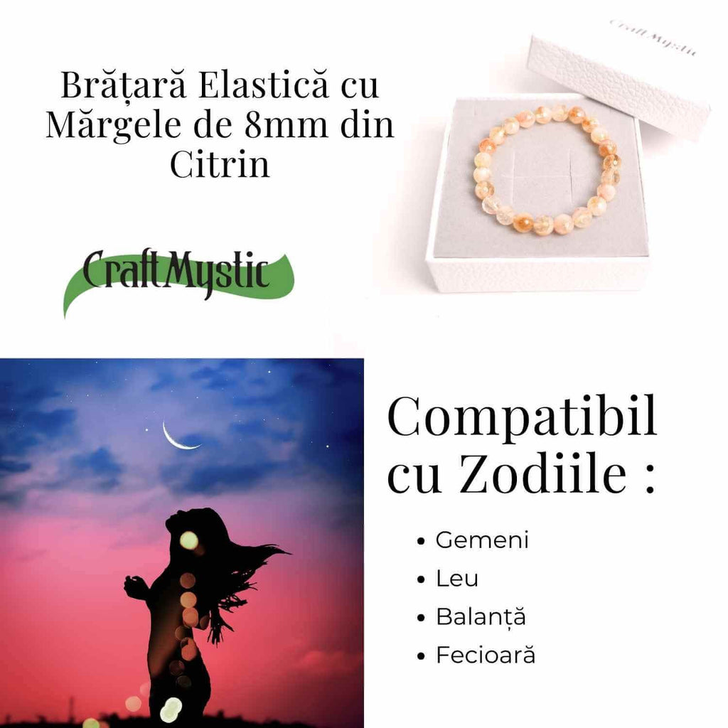 Bratara Elastica Radianta cu Citrin Fatetat 8mm – Energie si Prosperitate