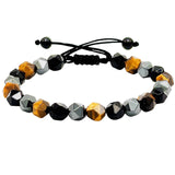 Bratara de tripla protectie lucrata manual din piatra fatetata naturala - Hematita, ochi de tigru si obsidian negru 8mm - Cadouri spirituale pentru curaj
