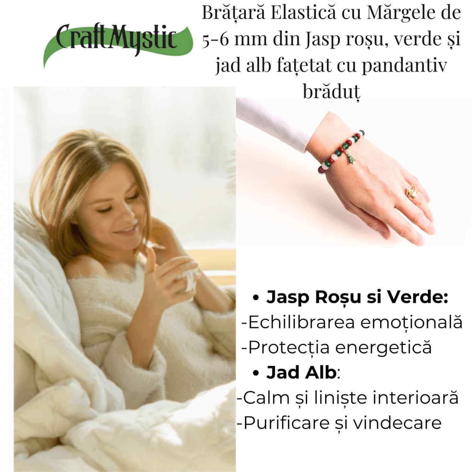 Bratara Jasp Rosu, Verde si Jad Alb – Echilibru si Protectie