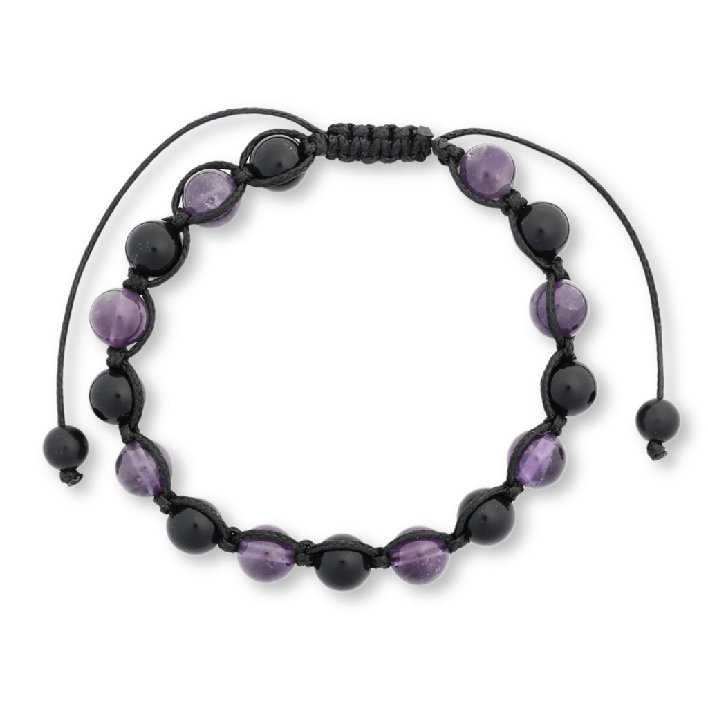 Bratara Reglabila cu Obsidian si Ametist 8mm