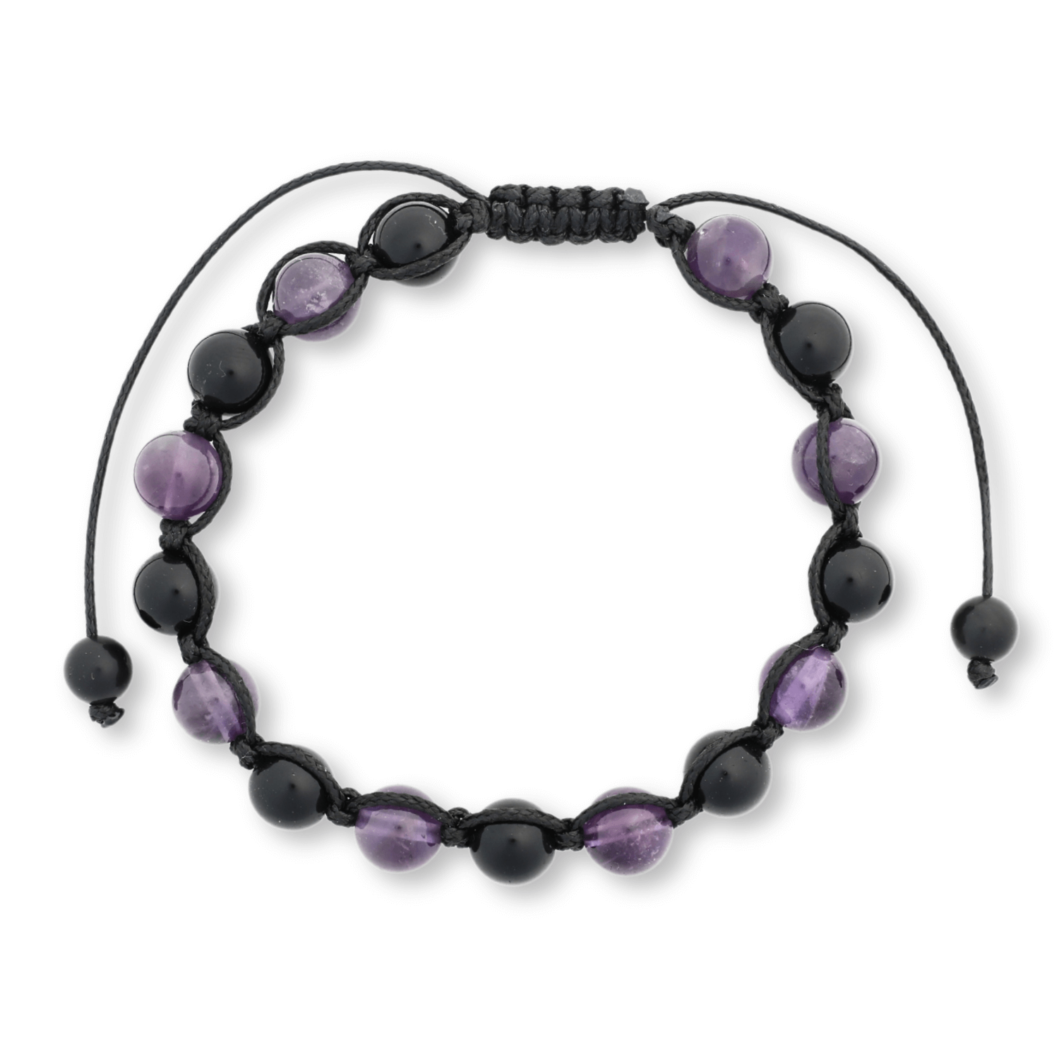Bratara Reglabila cu Obsidian si Ametist 8mm