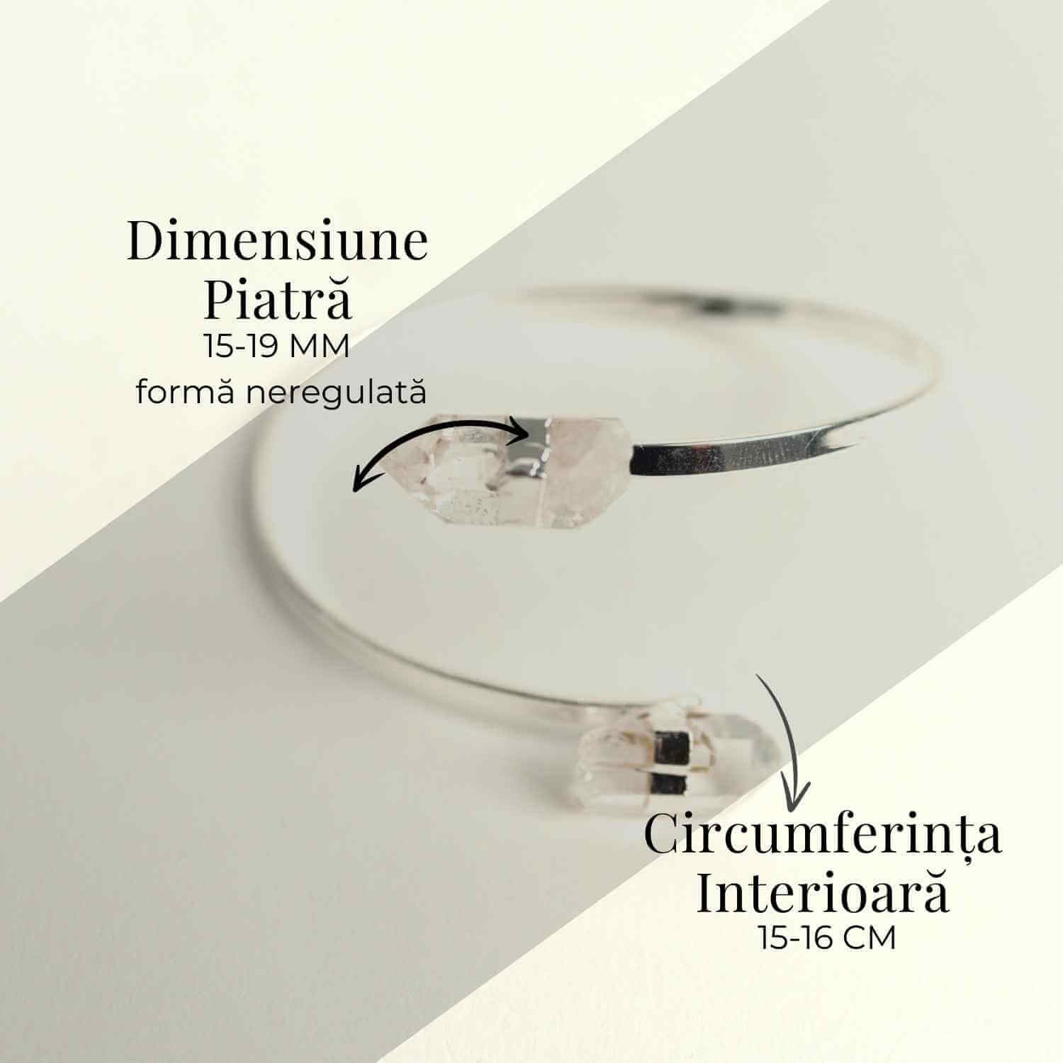 Bratara Metalica Argintie cu Dublu Cristal de Stanca, Claritate si Energie