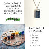 Colier argintiu cu pandantiv Kianit (Cianit) albastru – Echilibru si Conexiune Spirituala