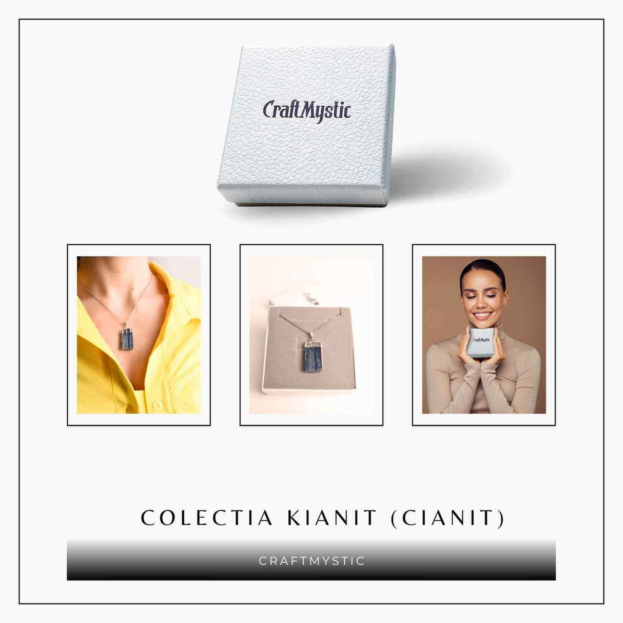 Colier argintiu cu pandantiv Kianit (Cianit) albastru – Echilibru si Conexiune Spirituala