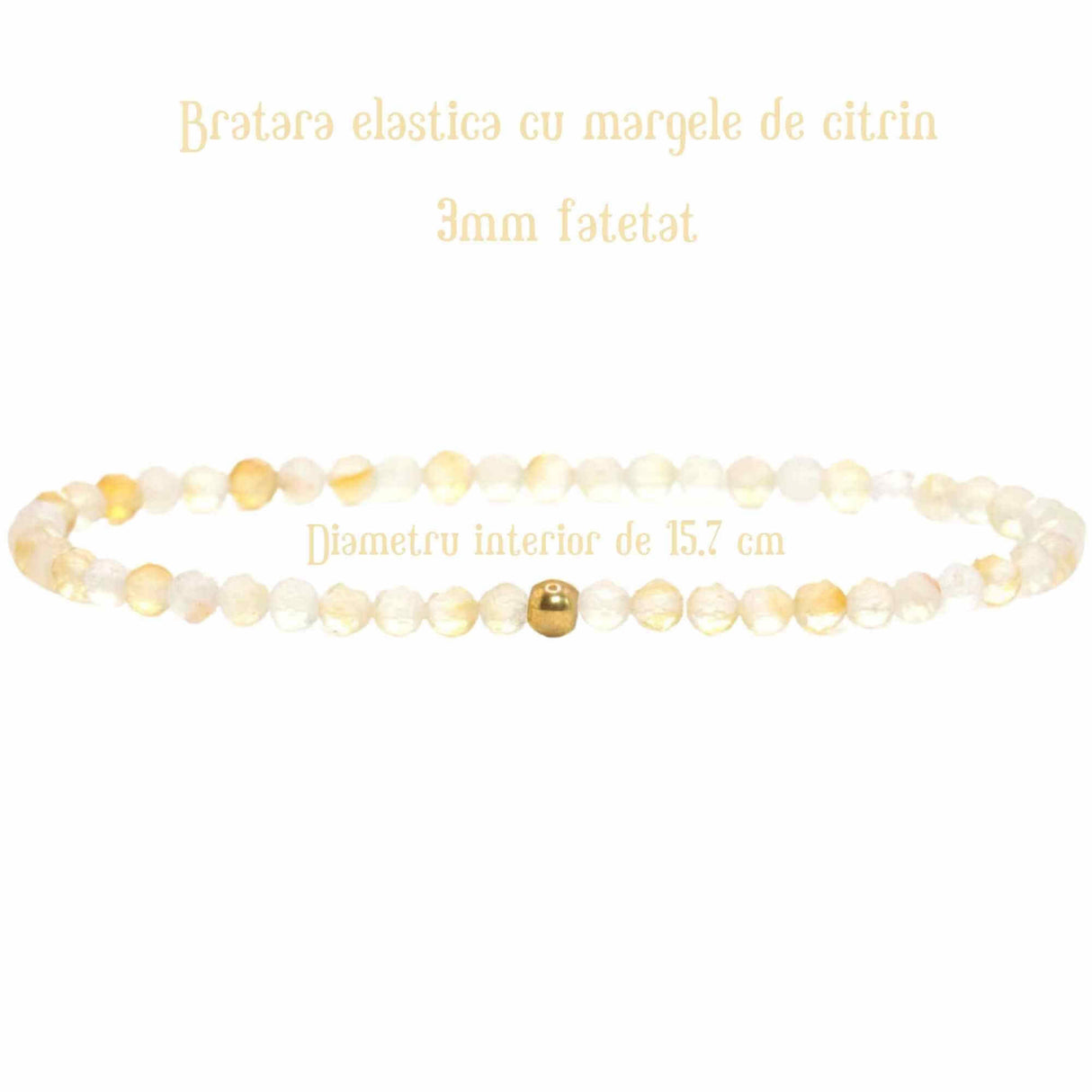 Bratara Eleganta cu Margele 3mm Citrin Fateta cu Bila Stralucitoare Pentru Incredere in sine, Revigorare
