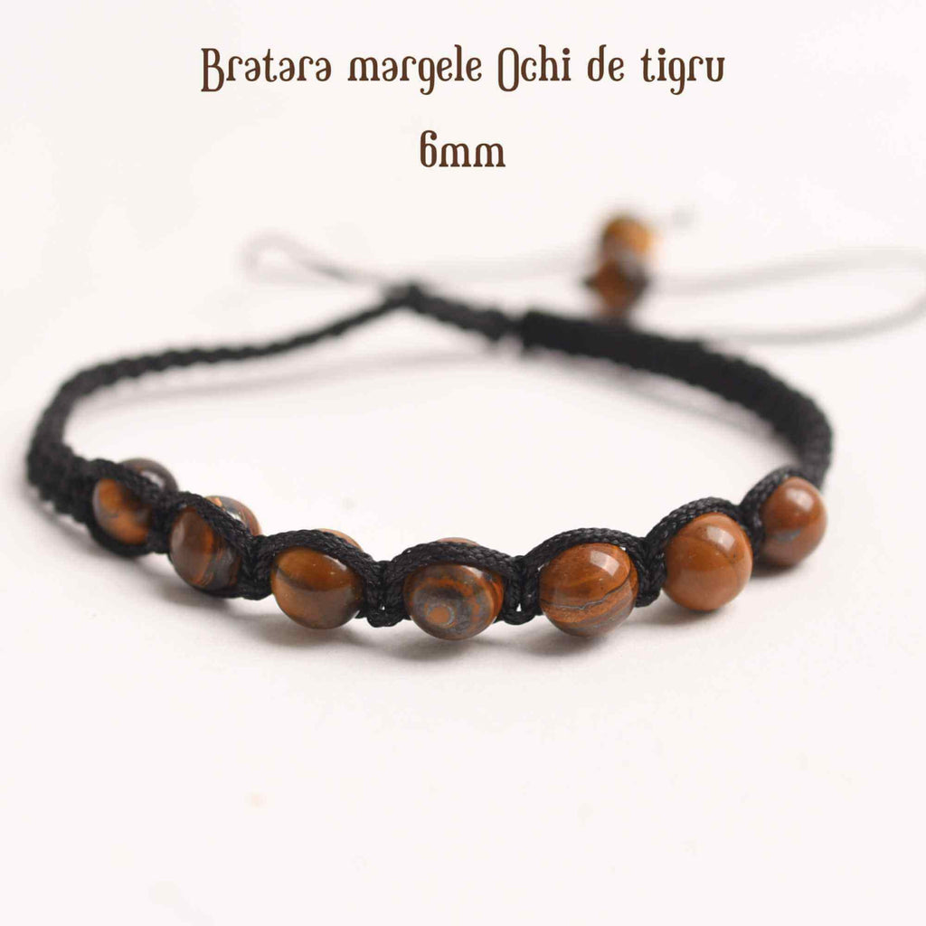 Bratara Reglabila cu Margele de Ochi de Tigru de 6mm