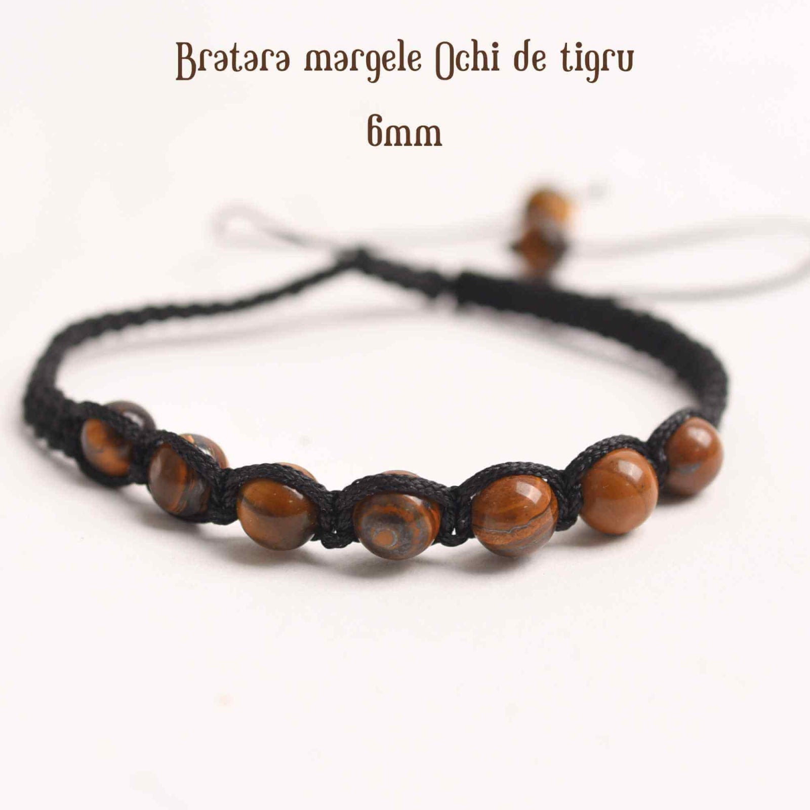 Bratara Reglabila cu Margele de Ochi de Tigru de 6mm