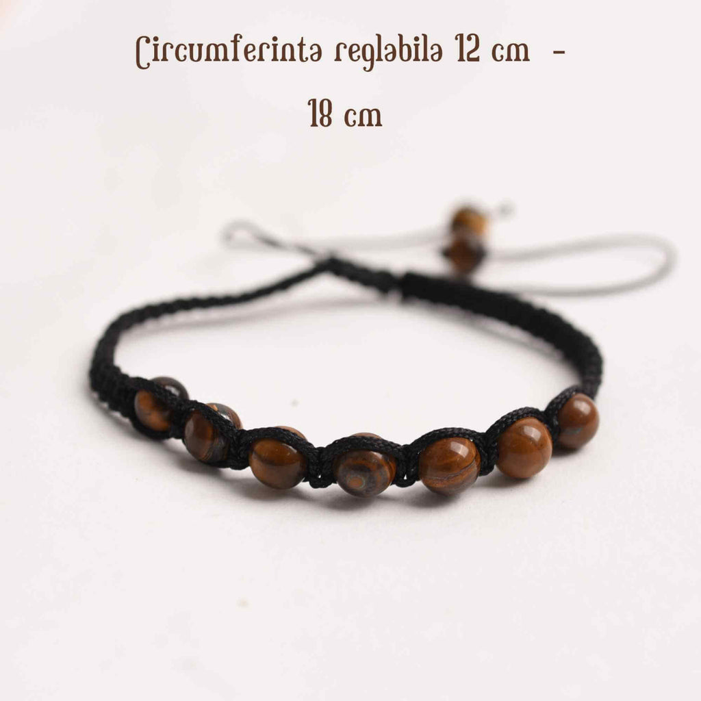 Bratara Reglabila cu Margele de Ochi de Tigru de 6mm