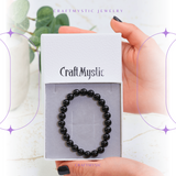 Bratara Elastica cu Margele de Turmalina Neagra de 8mm – Protectie si Echilibru