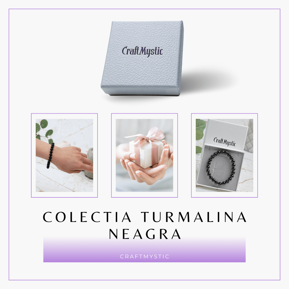 Bratara Elastica cu Margele de Turmalina Neagra de 8mm – Protectie si Echilibru