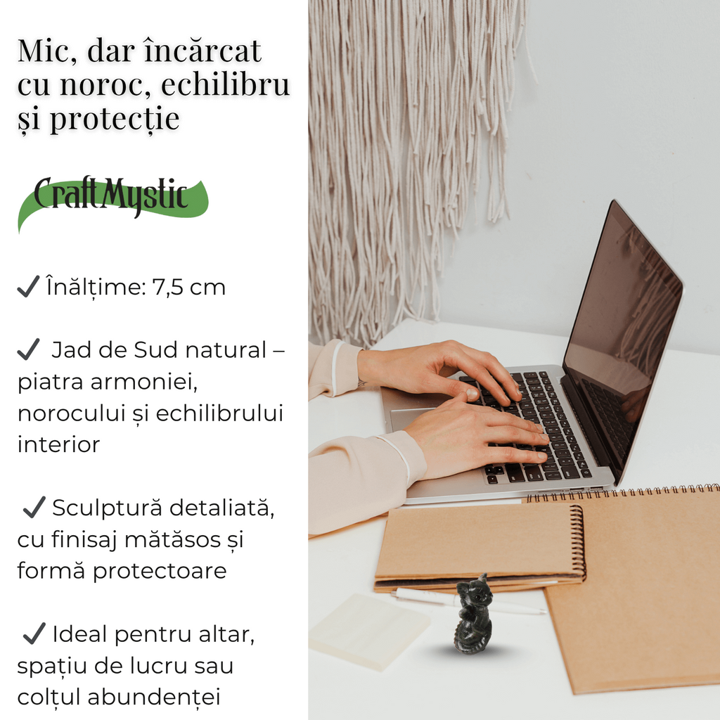 Gardianul bland al norocului – Dragon din Jad de Sud pentru Abundenta si Echilibru 7.5 cm inaltime