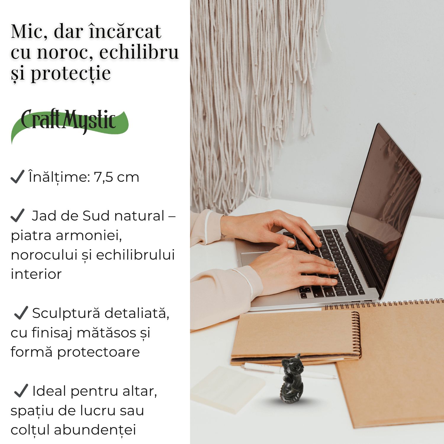 Gardianul bland al norocului – Dragon din Jad de Sud pentru Abundenta si Echilibru 7.5 cm inaltime