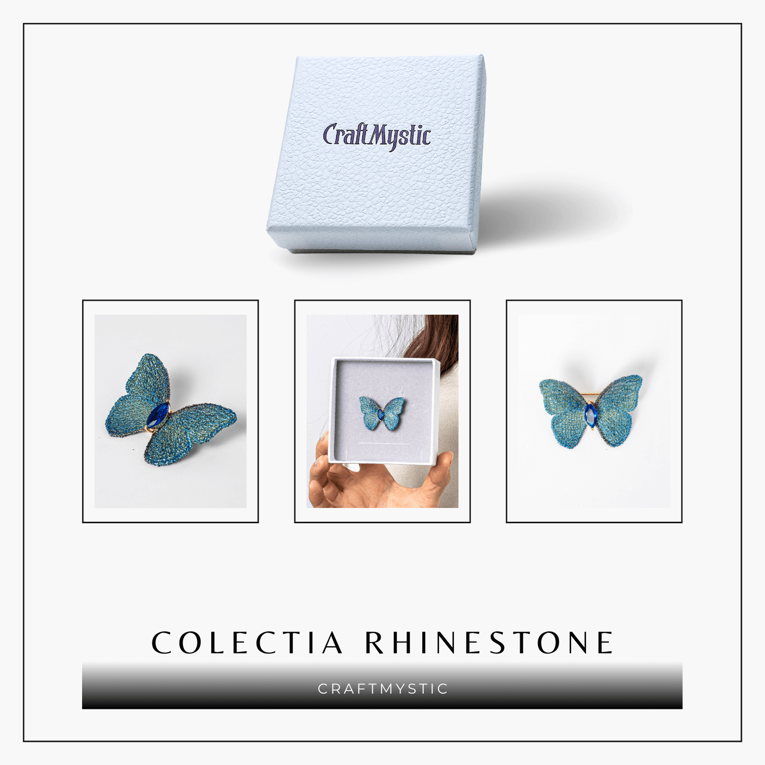Brosa Fluturas cu Pietre Rhinestone