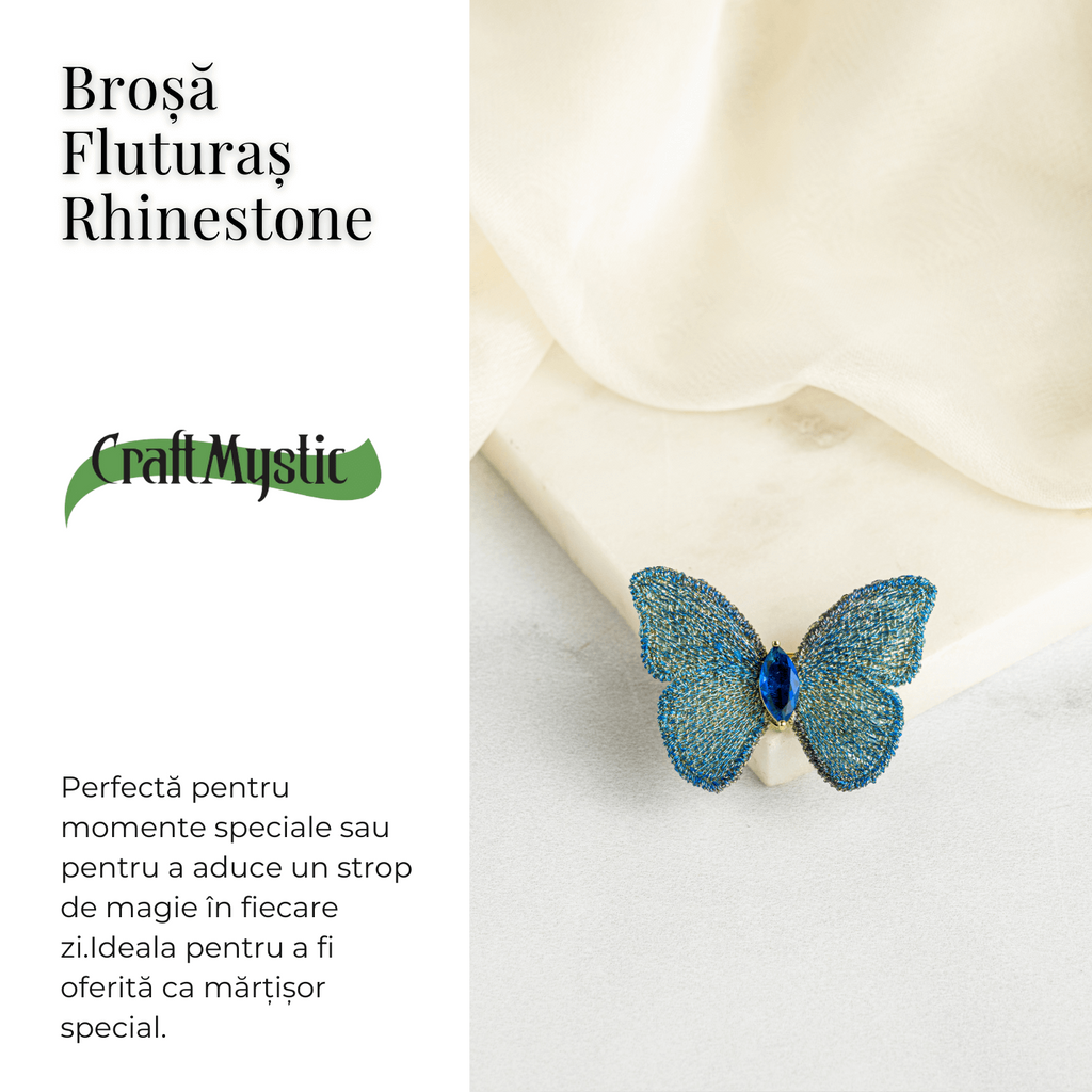 Brosa Fluturas cu Pietre Rhinestone