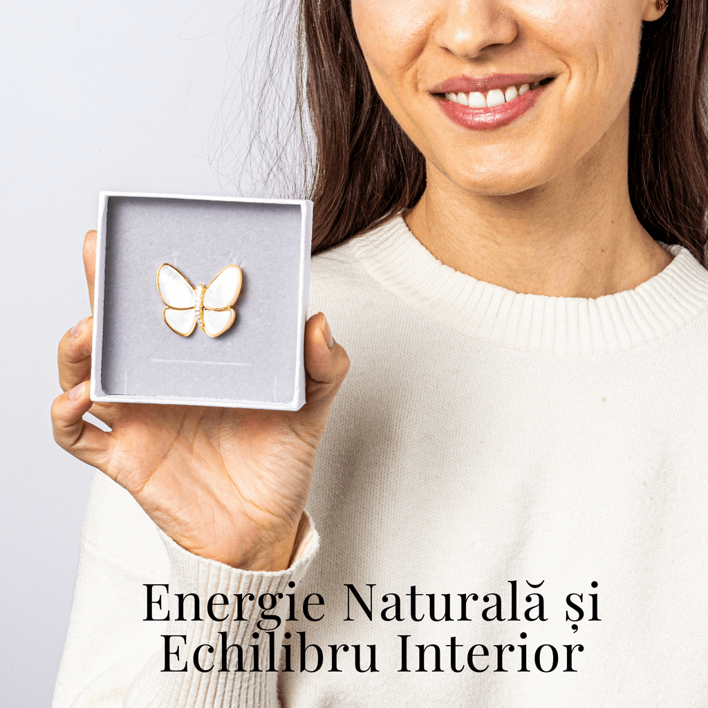 Brosa Fluturas cu Scoica Naturala si Cupru