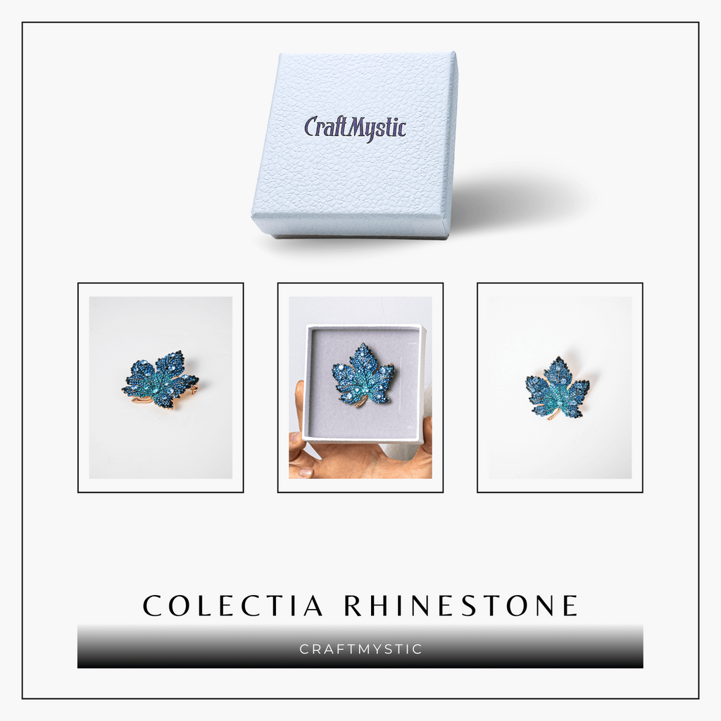 Brosa design frunza de artar cu pietre Rhinestone – Eleganta si rafinament