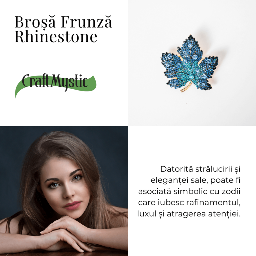 Brosa design frunza de artar cu pietre Rhinestone – Eleganta si rafinament