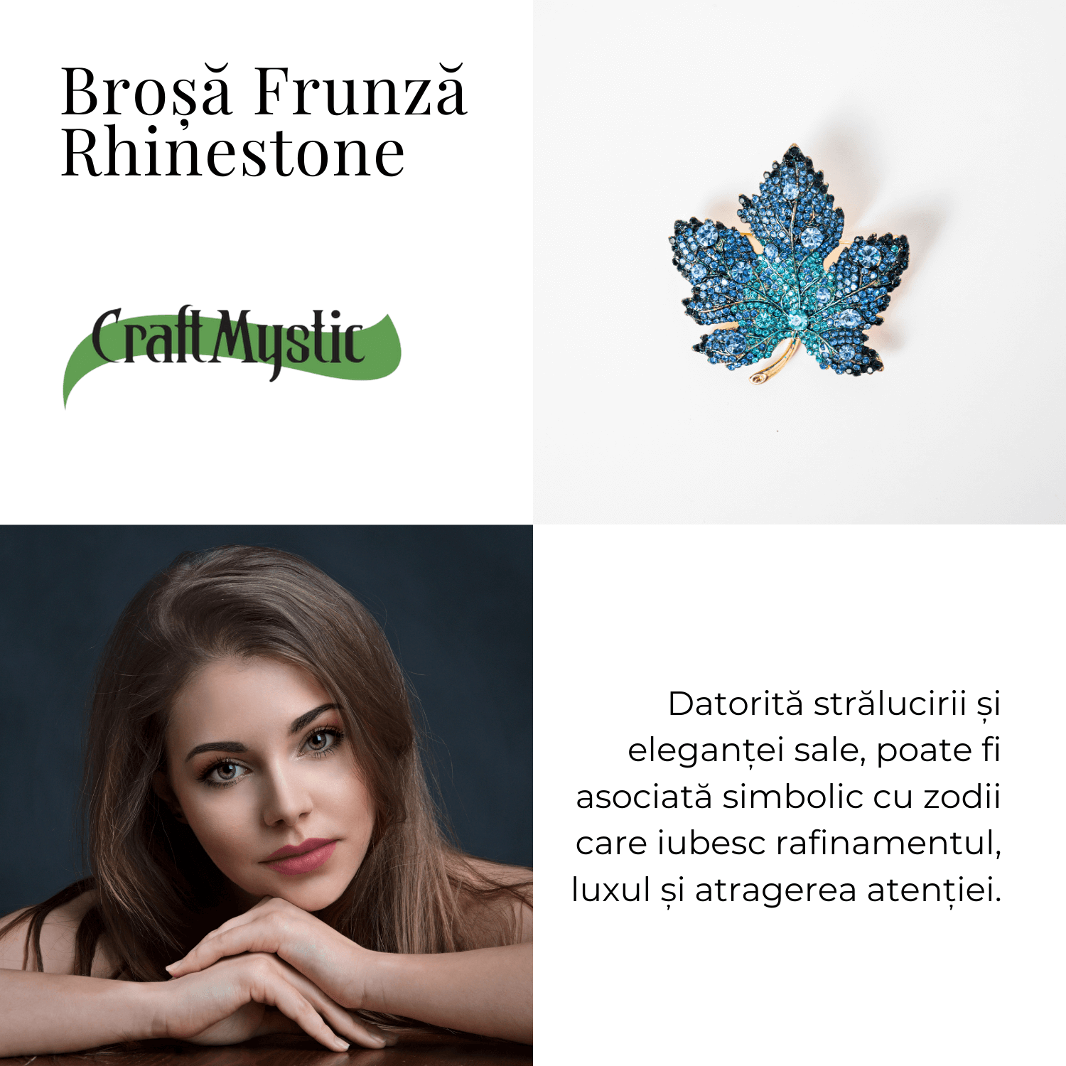 Brosa design frunza de artar cu pietre Rhinestone – Eleganta si rafinament