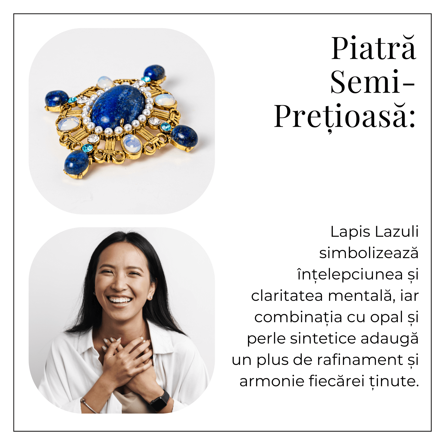 Brosa Lapis Lazuli cu Pietre de Opal si Perle Sintetice