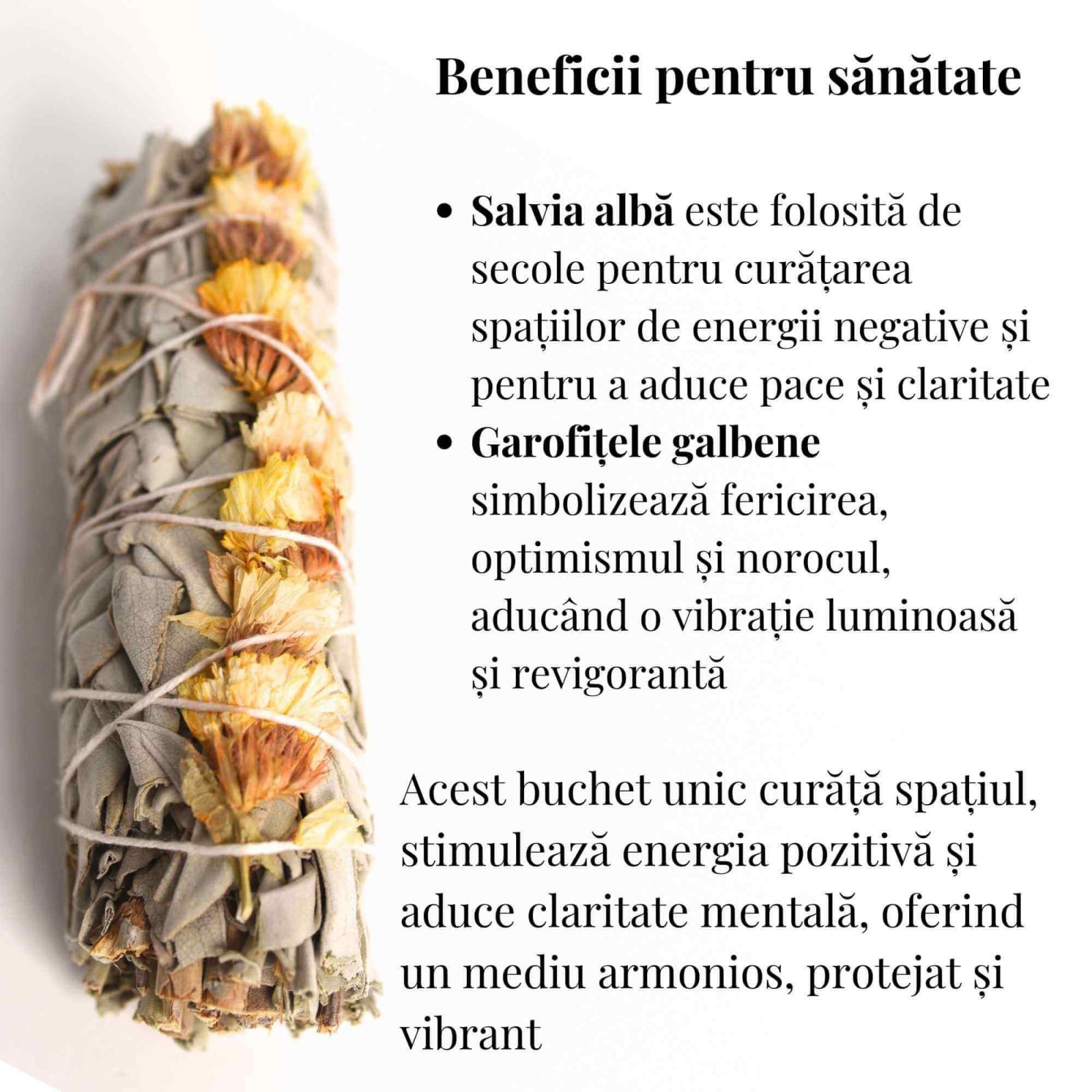 Buchet Salvie Alba California cu Garofite Galbene/Sinuata