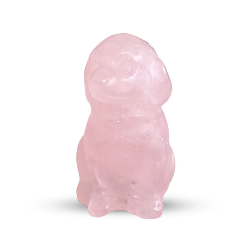 Figurina Artizanala 30mm Catelus din Cuart Roz