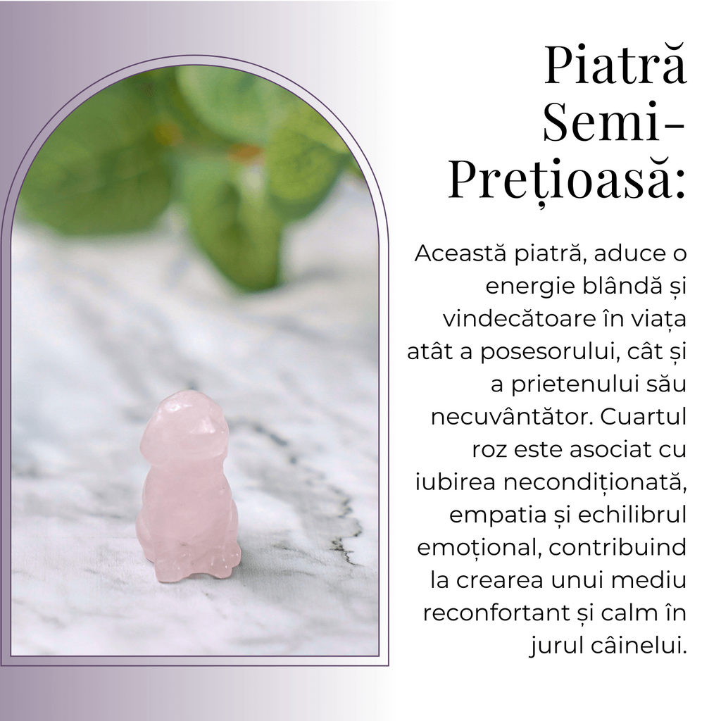 Figurina Artizanala 30mm Catelus din Cuart Roz