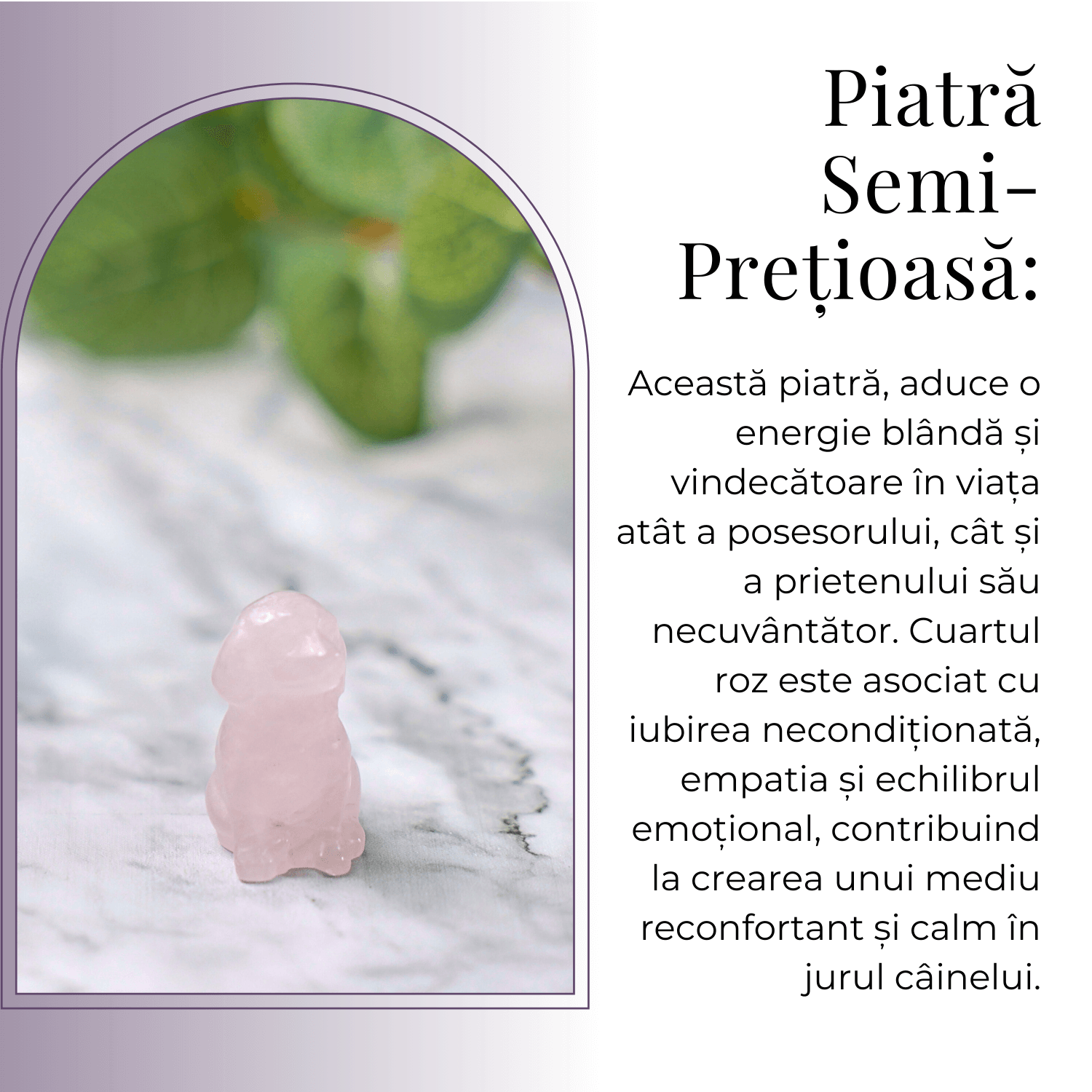 Figurina Artizanala 30mm Catelus din Cuart Roz