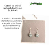 Cercei Argintii cu Acvamarin Brut, Eleganta si Calm Interior