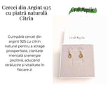 Cercei Argint 925 cu Citrin Natural forma de lacrima- Energie și Prosperitate