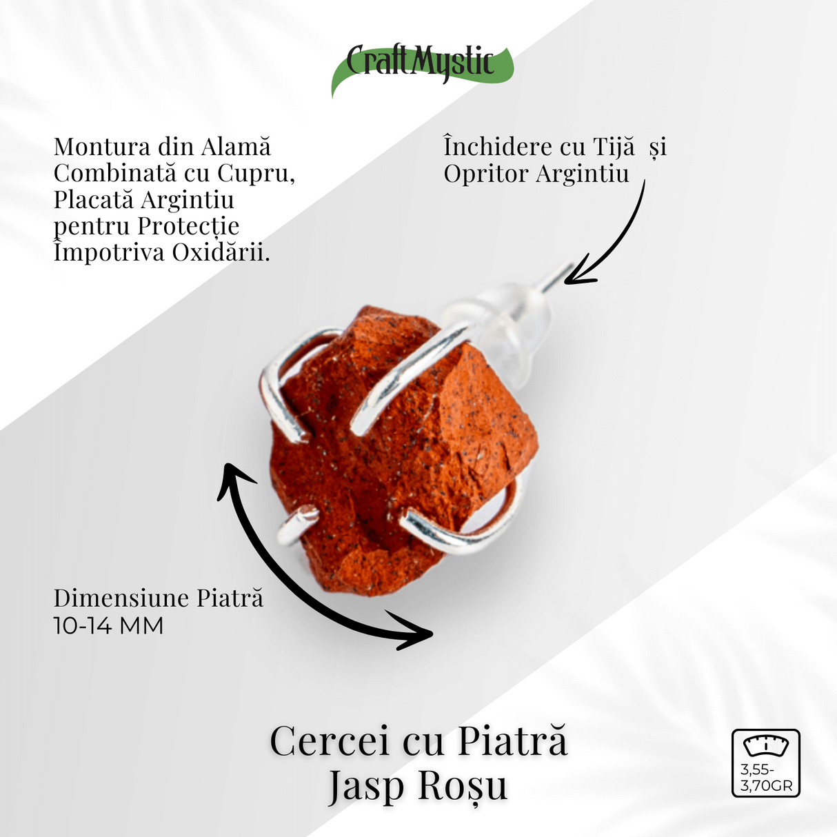 Talisman pentru impamantare si putere interioara – Cercei cu Jasp Rosu