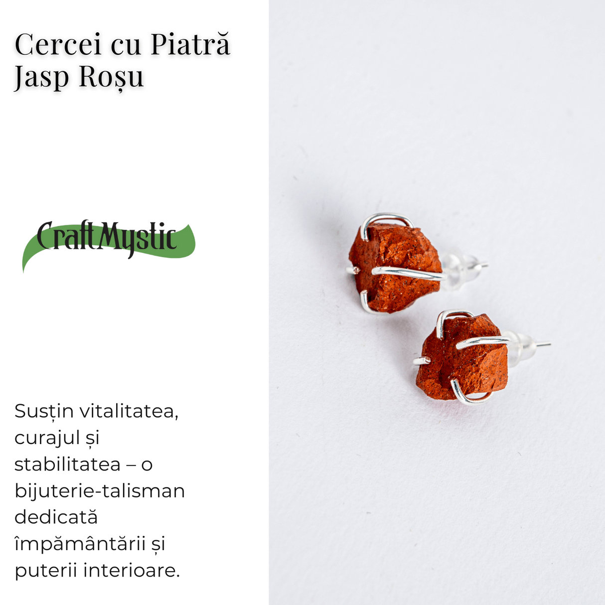 Talisman pentru impamantare si putere interioara – Cercei cu Jasp Rosu