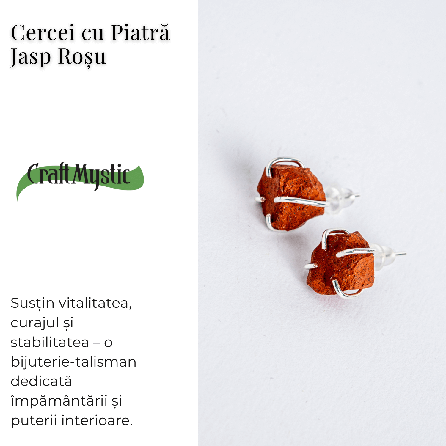 Talisman pentru impamantare si putere interioara – Cercei cu Jasp Rosu