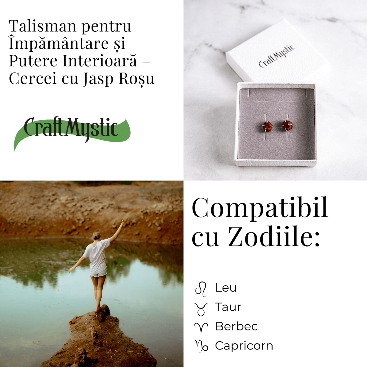 Talisman pentru impamantare si putere interioara – Cercei cu Jasp Rosu