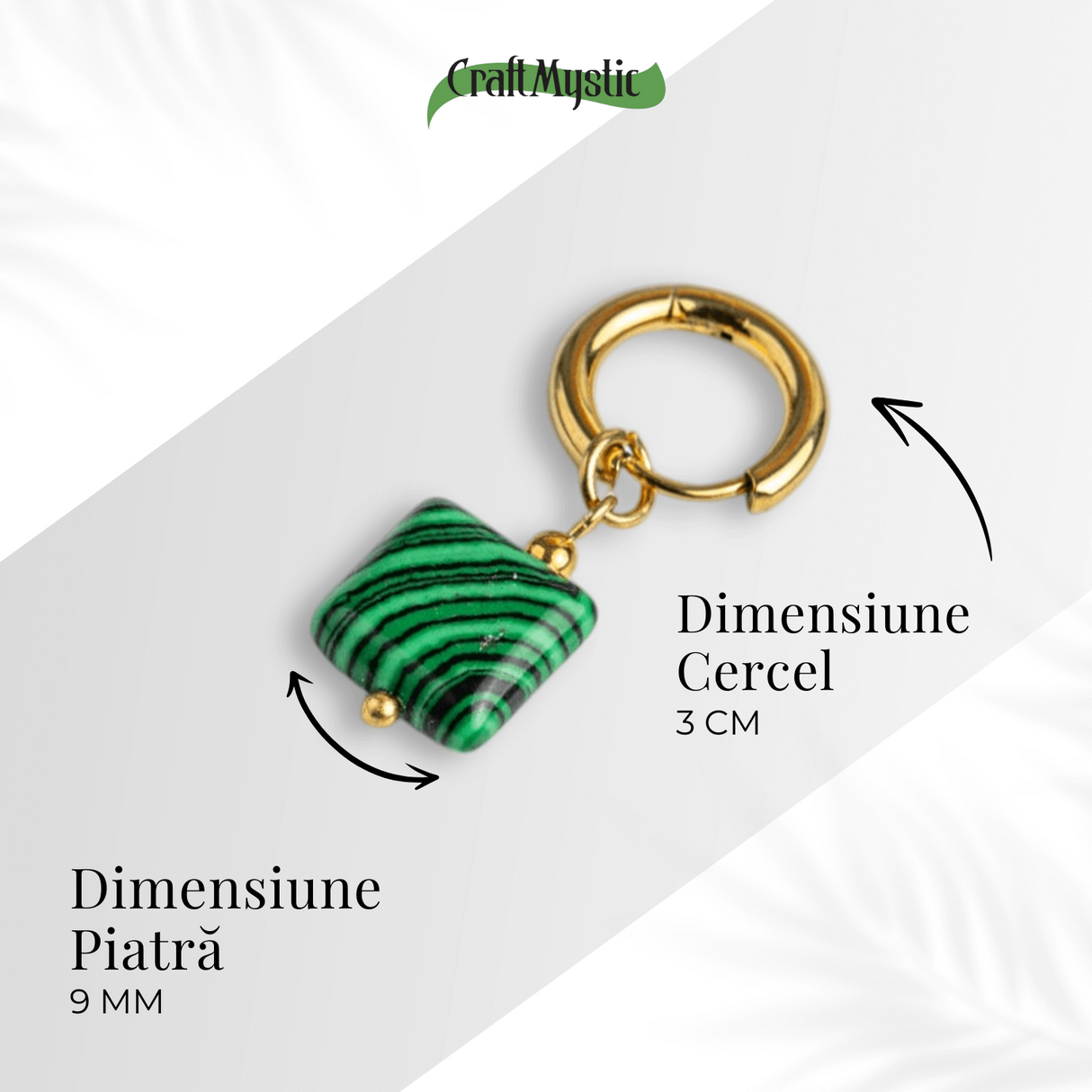 Energie Verde – Cercei cu Malachit Sintetic si Design Minimalist
